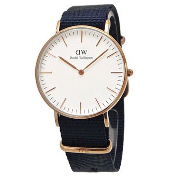 【Daniel Wellington】貝斯沃特午夜藍NATO錶帶石英腕錶-金框/36mm(DW00100279)