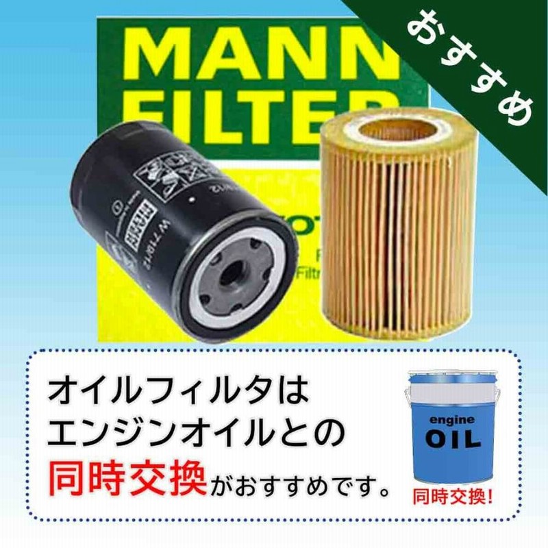 オイルフィルター 306 型式 GF-N5SI 用 W716/1 プジョー MANN オイルエレメント 車用品 フィルター カーパーツ 交換フィルター  車 | LINEショッピング