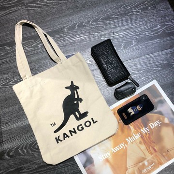 帝安諾-實體店面  KANGOL新款  大LOGO 托特帆布包 米白 6025301601