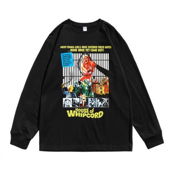 歐美經典電影鞭繩之屋懷舊海報印花圓領T恤長袖寬松純棉男女同款