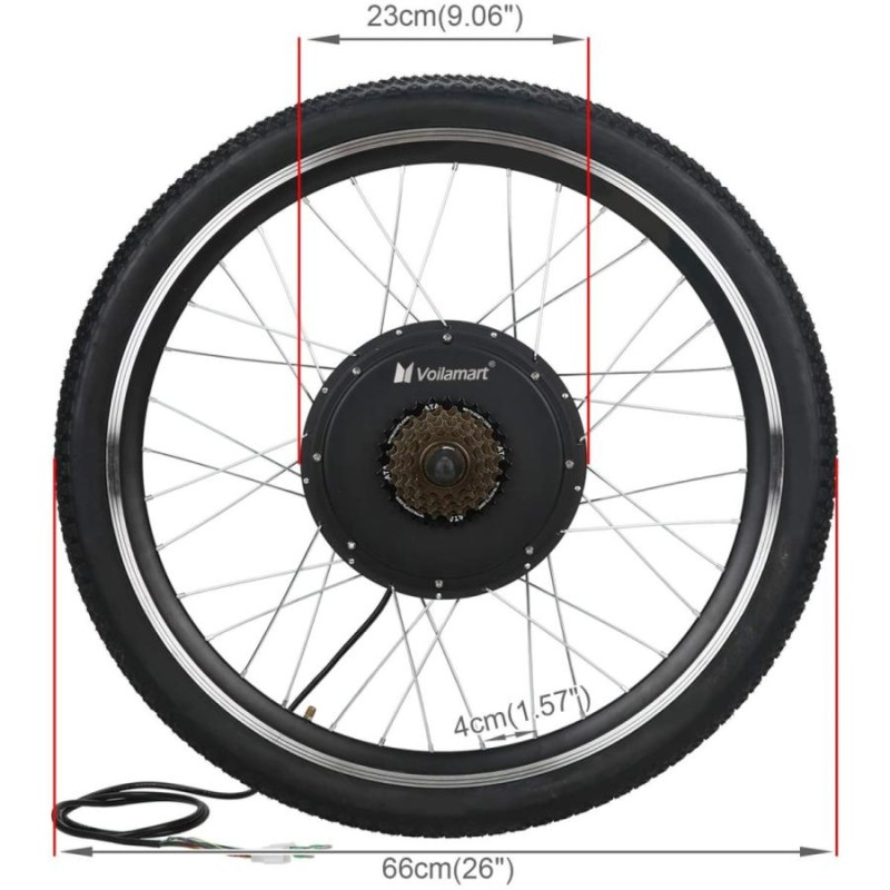 Voilamart 26インチ 後輪電動自転車変換キット 48V 1000W E-バイク