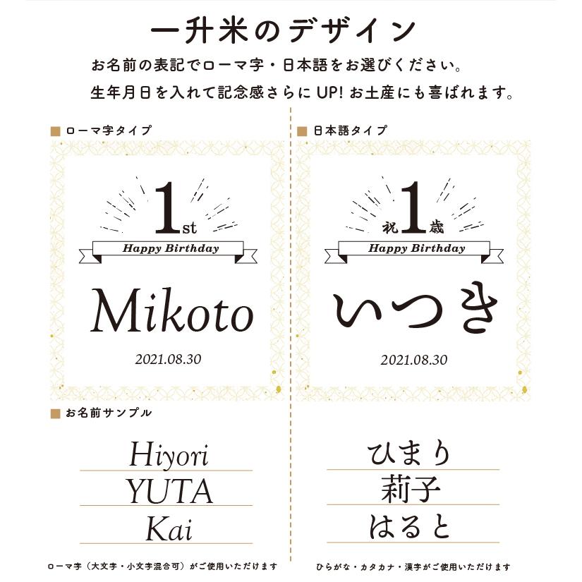 令和５年度産 新米 一升餅 一升米 名入れ 小分け 一歳 1歳 一歳誕生日 誕生日 お祝い 500g×3袋 一生米 男の子 女の子 おしゃれ ベビーリュック emoka