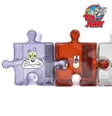 半透明立體拼圖形狀收納包-湯姆貓與傑利鼠 TOM and JERRY 日本進口正版授權
