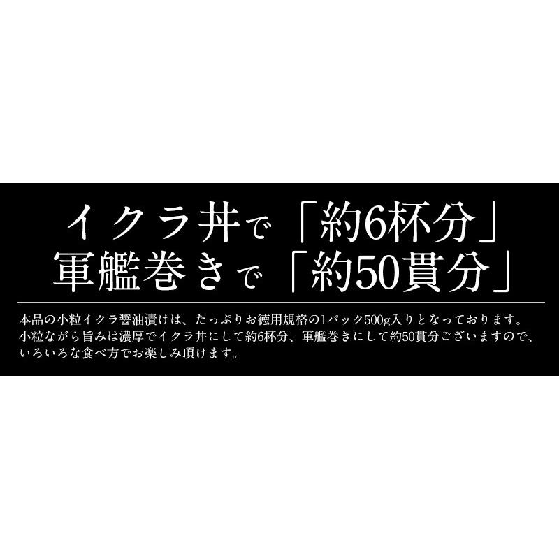 いくら 鮭 イクラ 醤油漬け 500g 小粒 北海道加工 いくら醤油漬け 北海道 魚卵 魚介類 美味しい お取り寄せ  ギフト 贈り物 海鮮 冬グルメ 冬ギフト