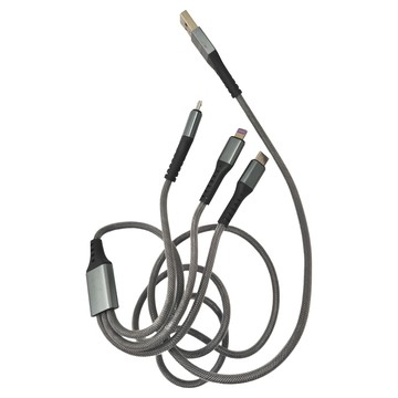 Kolin 歌林 三合一傳輸充電器線 APPLE/MICRO/TYPE-C  1.2m  灰色  1條