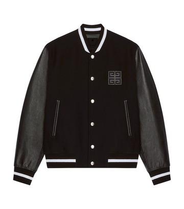 Givenchy Leather-Sleeve 4G Varsity Jacket