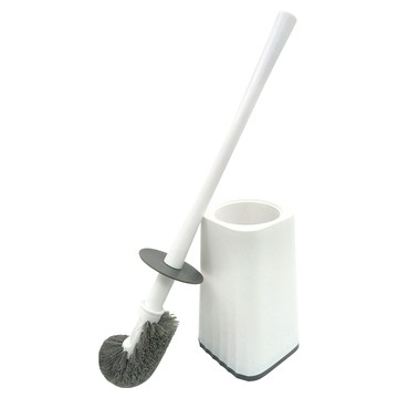巧巧 抗菌輕奢馬桶刷組 刷子(7.5 x 43.5 x 7.5cm) + 刷座(11 x 18.5 x 11cm)  白色 + 灰色  1組
