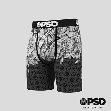 【PSD Underwear 官方旗艦店】FLORAL- 平口四角褲 -星星花卉-黑色
