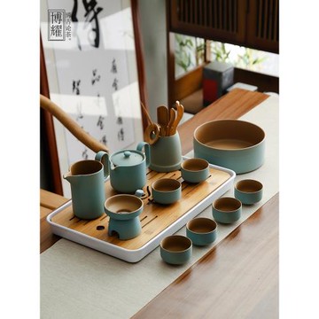 博耀日式粗陶功夫茶具套裝辦公家用簡約陶瓷茶壺茶杯輕奢禮盒套組