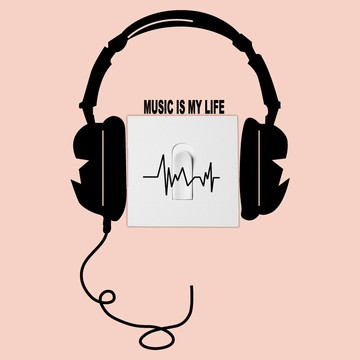MUSIC IS MY LIFE 音樂耳機開關貼 創意家居裝飾牆貼QT824