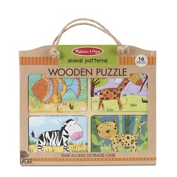 Melissa&Doug 瑪莉莎 認知拼圖提盒 叢林動物  16片  1盒