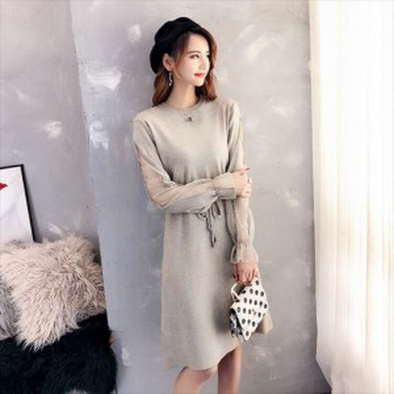 ワンピース レディース 袖シースルー レース ひざ丈 フェミニン 袖コンシャス ハイウエスト フリル ウエストリボン フレア ａライン 長袖 通販 Lineポイント最大1 0 Get Lineショッピング