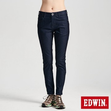 EDWIN 女裝 JERSEYS 迦績 超彈力中腰極窄管直筒牛仔褲-原藍色