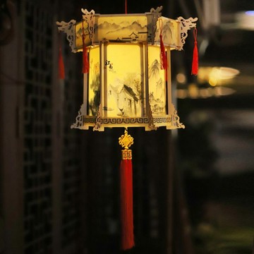 🔥臺灣出貨🔥燈籠 過年 新年 春節 傳統大紅燈籠 水墨復古燈籠龍年中式福字宮燈六角花燈門店景區走廊掛飾布置新年