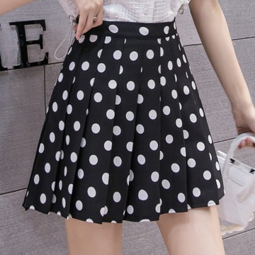 ParrotFashion夏季百褶裙A字裙女短裙 日系波點半身裙JK裙子一件代發