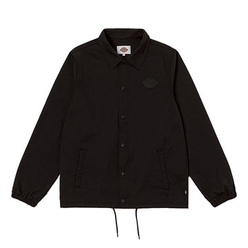 Dickies男款黑色胸前品牌Logo舒適柔軟教練外套|DK0A881LBLK