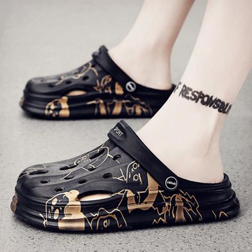 洞洞鞋男士防滑2025新款室外穿沙灘涼鞋個性潮流夏季包頭半拖鞋男