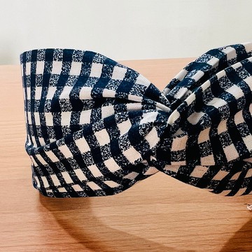 MOYA手工髮箍 大勝系列 蠟筆格子 藍