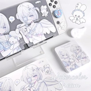 可露露原創水色夢境switch保護套二次元手柄套oled硬殼收納包