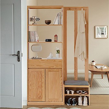 源氏木語布拉格橡木原木色玄關置物櫃穿鞋椅1.2M Y84L01 灰咖色 (H014382605)