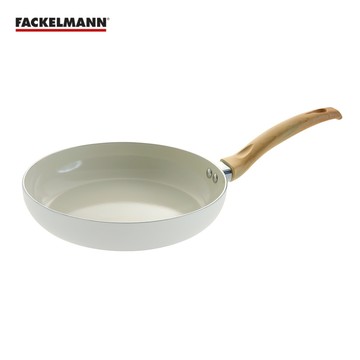 德國Fackelmann 珍珠奶白陶瓷不沾平底鍋(24cm) (適用電磁爐)(贈品)