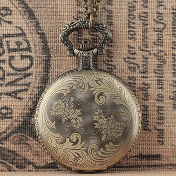 大號雙面雕花浮雕做舊質感翻蓋學生玫瑰花老人大數字懷表復古