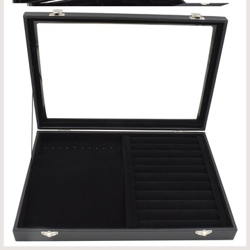 家用首飾收納盒戒指耳釘耳環飾品展示盤大容量項鏈帶蓋透寶箱