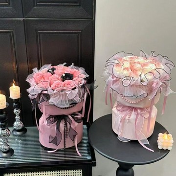 ❀【花中世界】❀【高品質】高顏值芭蕾玫瑰歐式仿真小香風成品花束送女友閨蜜生日