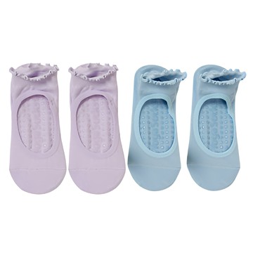 NicoFun 愛定做 捲捲花邊防滑瑜珈襪 女襪 22-24cm  奶茶色  2雙