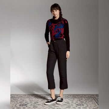 棉麻細條九分錐形褲(2色)