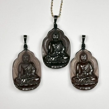 冰曜石 佛陀項鍊 ｜黑曜岩 冰曜 天然晶石項鍊 S26AA20-03