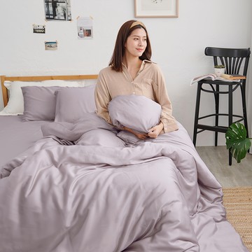 BUHO 布歐 素面文青300織100%TENCEL™純天絲™ 6 x 7尺雙人兩用被套組  莫蘭迪紫  6 x 7尺