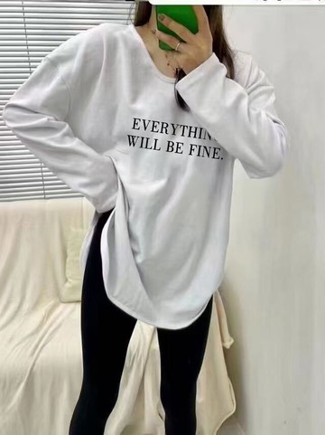 白色純棉長袖T恤上衣女學生季新款時尚洋氣內搭打底衫潮