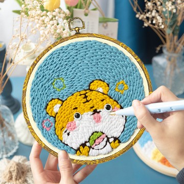 簡單易學💖十二生肖戳戳繡手工繡diy刺繡材料包毛綫畵情侶戳戳樂戳戳秀擺件 戳戳畵材料包 DIY毛綫刺繡 戳戳樂 RTYD