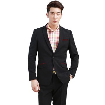 黑色西服套裝男士新郎禮服西裝修身設計款裝飾商務總裁款1501