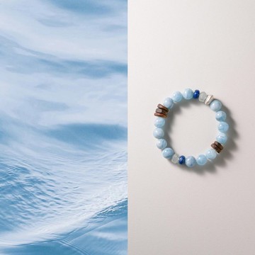 原創韻清天然海藍寶沉香手串青金石藍色系開運手鏈生日禮物
