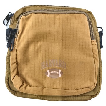 NCAA 拼接格紋 哈佛橄欖球側背包  17 x 16 x 4cm  卡其色