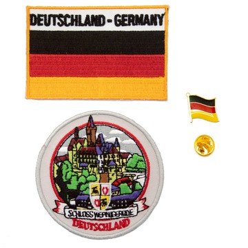 文青DIY時尚刺繡貼 三件組韋尼格羅德城堡地標＋德國國旗刺繡+ 徽章 DIY軍章 裝飾布貼 布章 臂章 布標 刺繡布貼 補丁貼