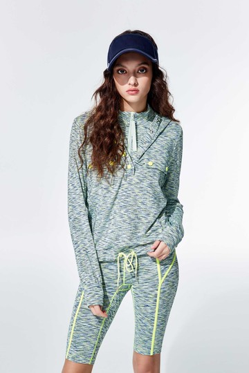 綠花紗連帽單品上衣