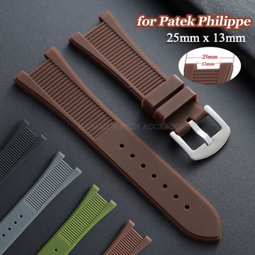 PATEK PHILIPPE 25mmx13mm 矽膠錶帶適用於百達翡麗 PP 5711 5712 5726 5980