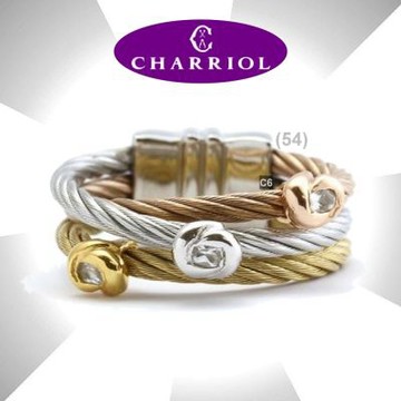 CHARRIOL夏利豪 Ring MALIA三花三色鋼索戒指54㎜款 C6(02-2328-1220-0/54)
