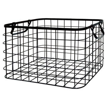 Cotton Field 棉花田傢飾 北歐風鐵線收納籃  36 x 26 x 24cm  黑色  1個