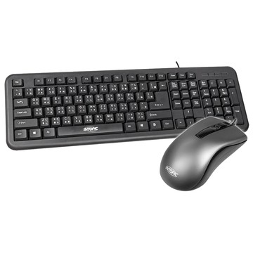 INTOPIC 廣鼎 USB有線鍵盤滑鼠組 高耐磨絲印鍵帽 底部導水孔設計  KBC-953  黑色