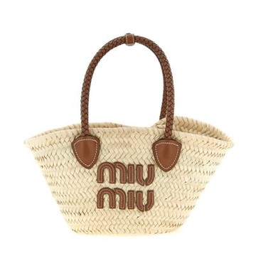MIU MIU Basket 提袋 菜籃子 草編包 手提包 肩背包 斜背包 自然色 干邑色 5BG273