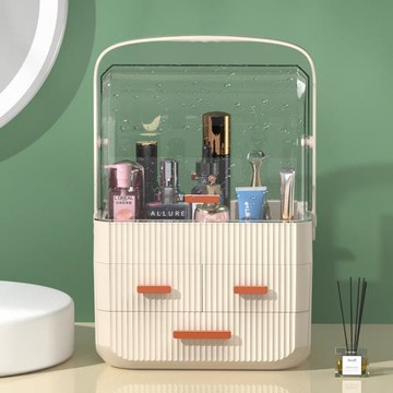 妮美鴨抽屜式分格口紅面膜整理盒防塵儲物盒桌面透明化妝品收納盒