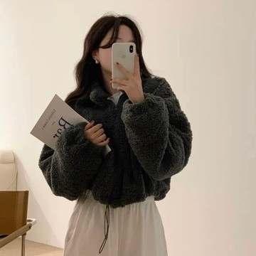 美木子｜毛衣外套｜現貨｜針織外套 韓系立領QQ毛外套 羊羔毛外套 短款毛衣外套 內磨毛  秋冬保暖外套【O30272】