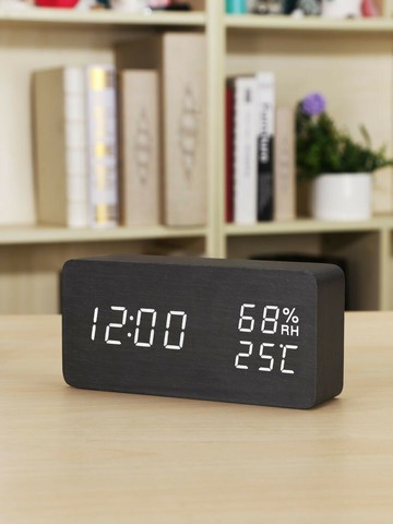 鬧鐘 電子鬧鐘 時尚LED創意鬧鐘 夜光靜音電子表學生床頭鐘臥室座鐘臺鐘溫濕度計【夏沐生活】