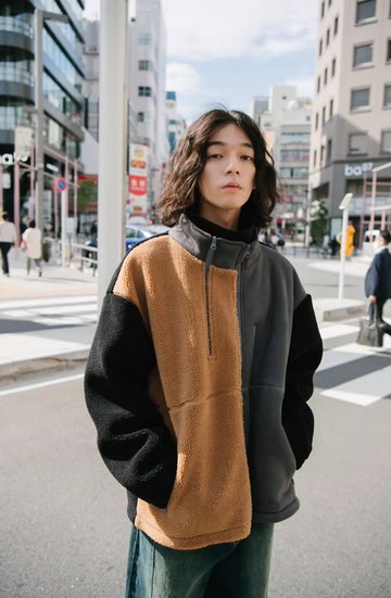 硬派少年 日系羊羔毛外套 寬鬆加厚棉服