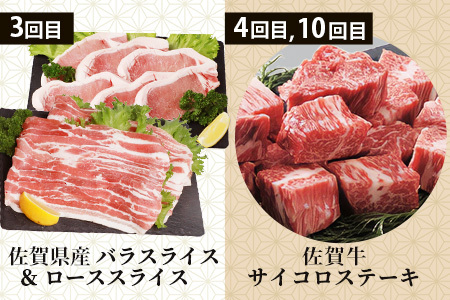 佐賀の「牛・豚・鶏」食べ比べ 定期便 12ヶ月 12ヵ月 佐賀牛 ありた鶏 佐賀県産豚肉 焼き肉 焼肉 しゃぶしゃぶ ステーキ バラエティ P-9