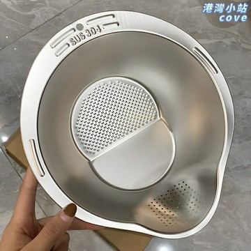 【淘米洗菜神器】瀝水籃 洗菜籃 廚房瀝水盆 不鏽鋼濾水籃 水果籃 洗米籃 雙層設計 快速瀝水 防黴防鏽 廚房必備